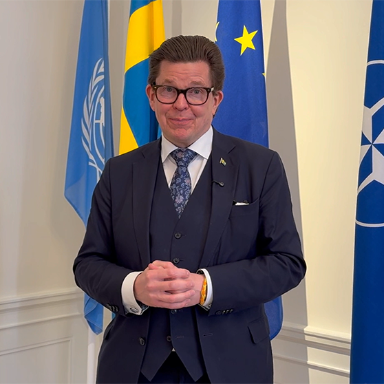 Stilldbild ur filmens med Andreas Norléns hälsning. 